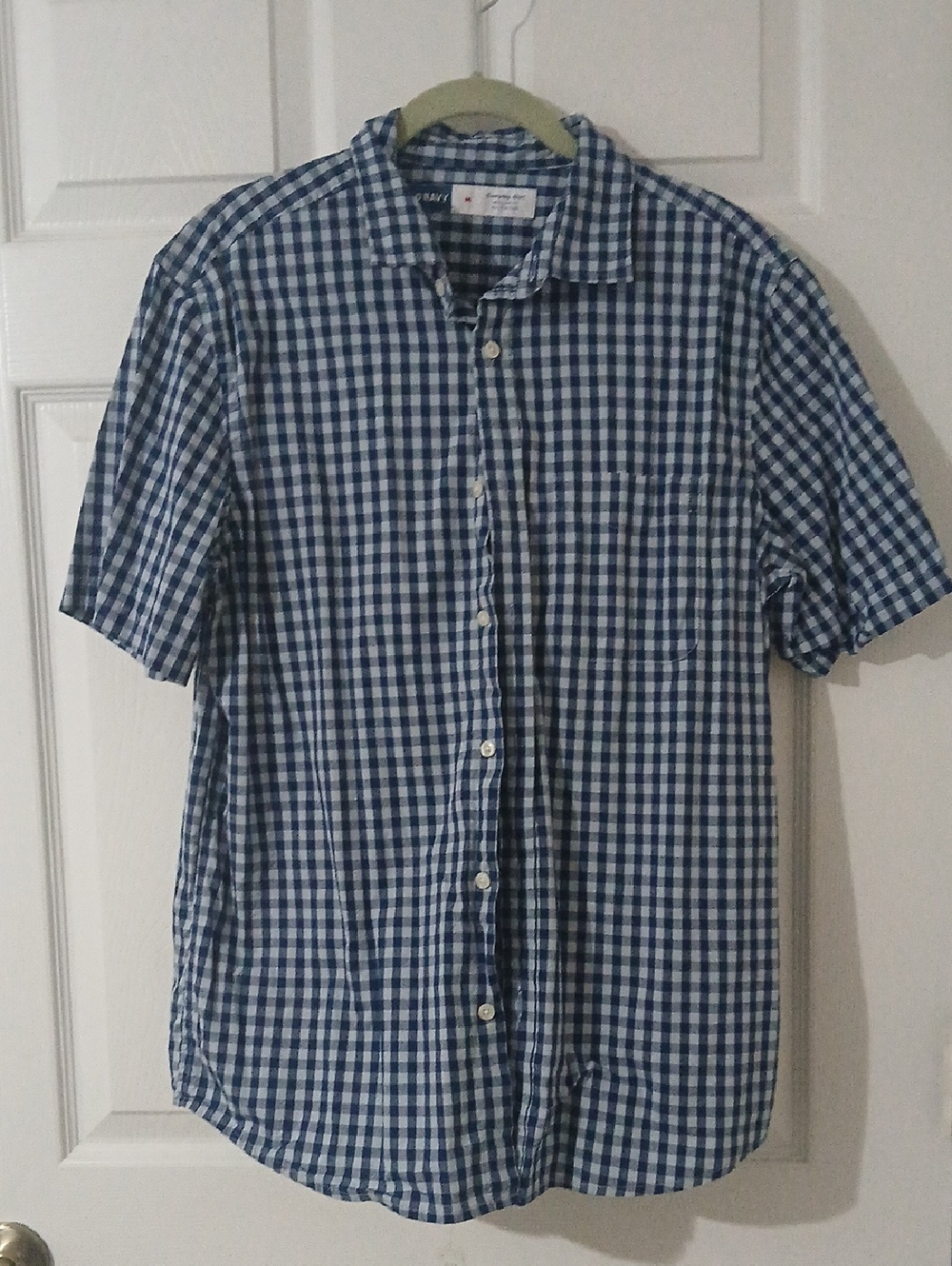 Old Navy Blue & White Gingham Short-Sleeve Button-Up
